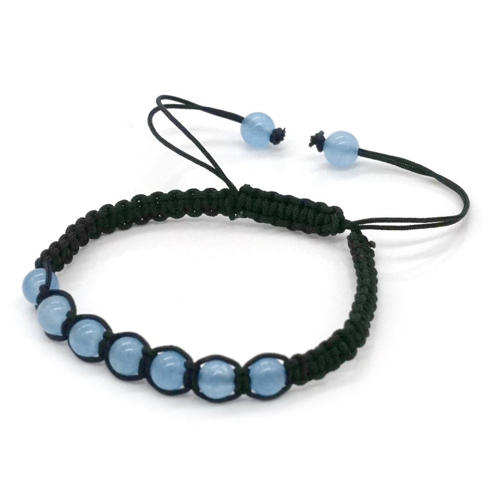 Bracelet Blue Black String Adjustable